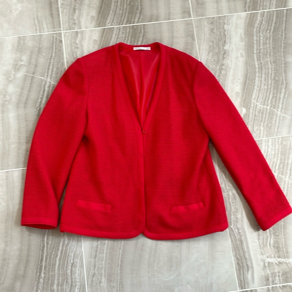 Vintage Red Blazer Knit Jacket - Size Medium